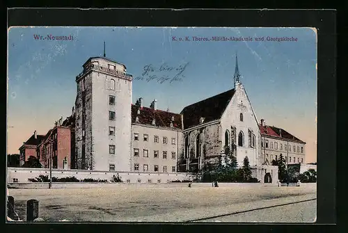 AK Wr.-Neustadt, K. u. k. Thers.-Militär-Akademie und Georgskirche