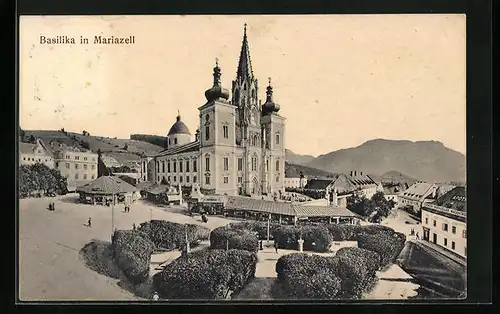 AK Mariazell, Blick zur Basilika
