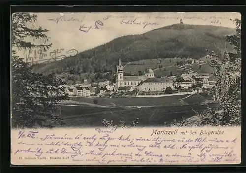 AK Mariazell, Panorama mit Bürgeralpe