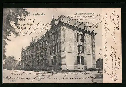 AK Karlsruhe, Blick zur Baugewerbeschule