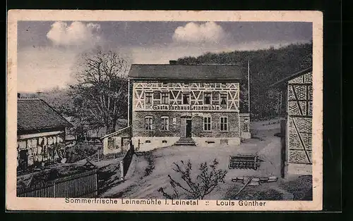 AK Leinemühle i. Leinetal, Blick zum Gatsh- & Kurhaus