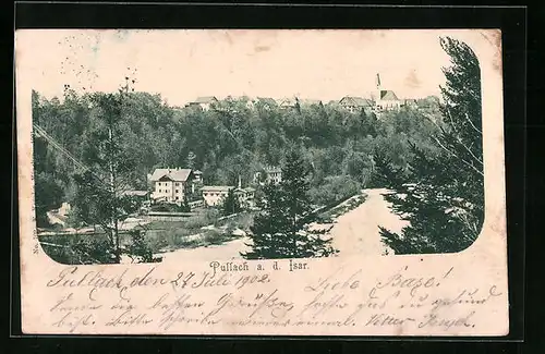 AK Pullach a. d. Isar, Talblick mit der Ortschaft