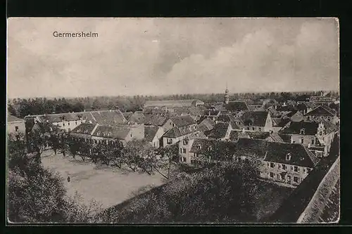 AK Germersheim, Blick über den Hauptplatz auf die Stadt