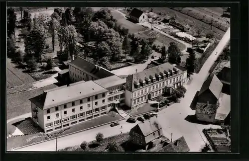 AK Bad Mingolsheim, Sanatorium St. Rochus, Fliegeraufnahme