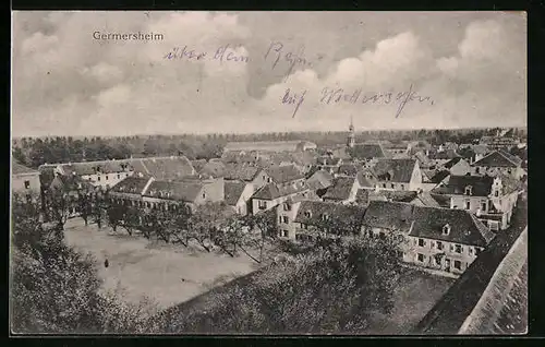 AK Germersheim, Stadttotale mit dem Hauptplatz im Vordergrund