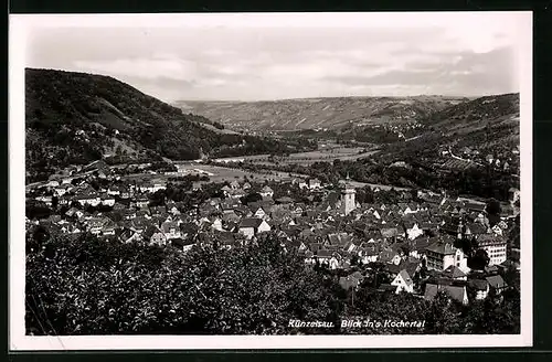 AK Künzelsau, Stadttotale und Blick ins Kochertal