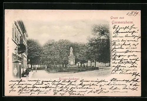 AK Germersheim, am Kriegerdenkmal