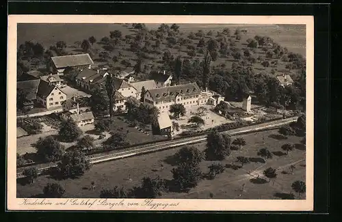 AK Storzeln, Kinderheim und Gutshof, Fliegeraufnahme