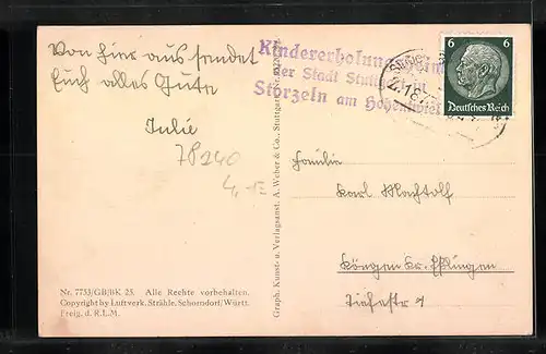 AK Storzeln, Kinderheim und Gutshof, Fliegeraufnahme