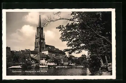 AK Rathenow, Havelpartie mit der Kirche