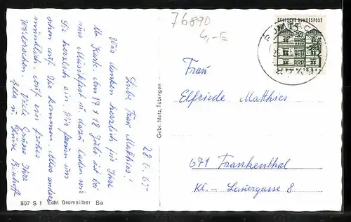 AK Rumbach i. Pfalz, Dorfbrunnen, Evang. Kirche, Rathaus, Schule