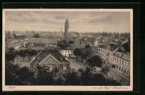 AK Kehl am Rhein, Marktplatz und Stadt von der evangel. Kirche aus gesehen