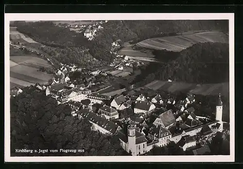 AK Kirchberg a. Jagst, Fliegeraufnahme der Stadt mit dem Schloss