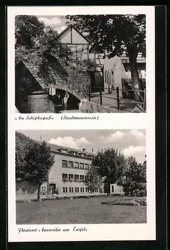 AK Annweiler am Trifels, am Schipkapass, Stadtmauerrest, Postamt