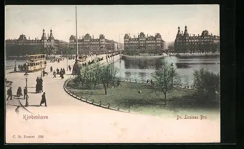 AK Kobenhavn, Dr. Louises Bro, Strassenbahn auf der Brücke