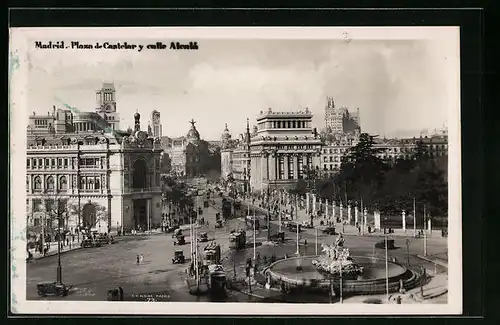 AK Madrid, Plaza de Castelar y calle Alcala, Strassenbahnen
