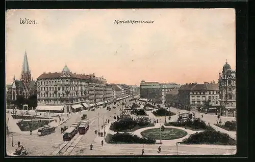 AK Wien, Strassenbahnen in der Mariahilferstrasse
