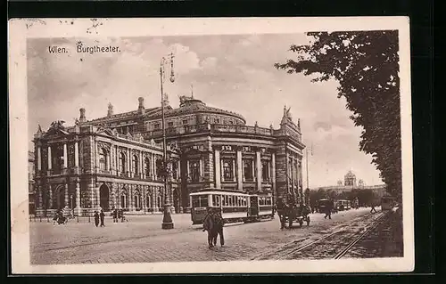 AK Wien, Strassenbahn vor dem Burgtheater