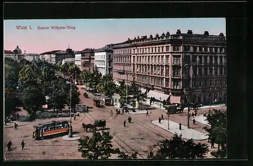 AK Wien I., Strassenbahn auf dem Kaiser Wilhelm-Ring