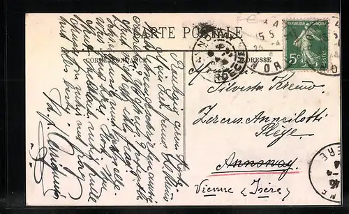 AK Roubaix, Grande Place, Strassenbahn vor der Kirche