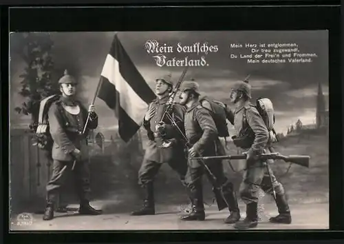 AK Mein Deutsches Vaterland, Soldatengruppe in Uniform und mit Gewehren, Infanterie