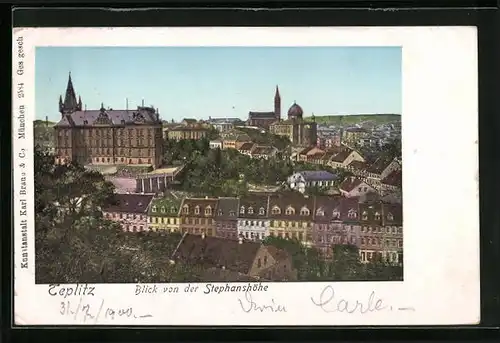 AK Teplitz, Generalansicht von der Stephanshöhe aus gesehen