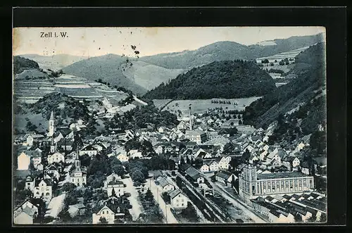 AK Zell i. W., Generalansicht der Stadt, Blick zum Kirchturm