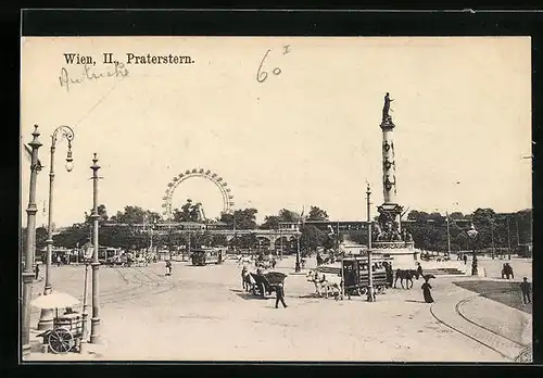 AK Wien, Pferdebahn am Praterstern