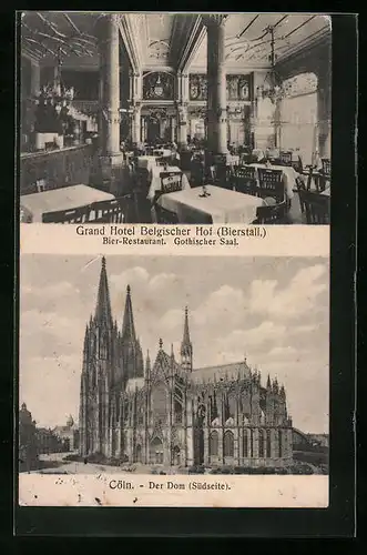 AK Cöln, Dom, Grand Hotel Belgischer Hof, Gothischer Saal