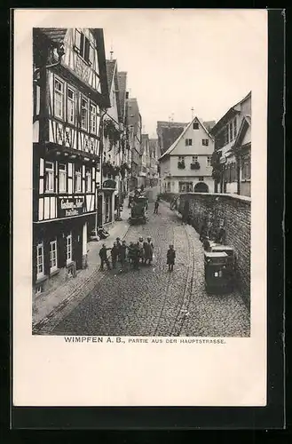 AK Wimpfen a. B., Hauptstrasse mit Gasthaus Adler