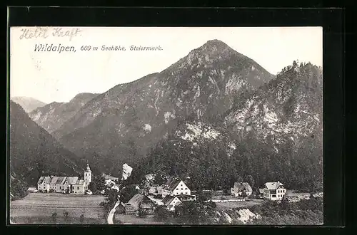 AK Wildalpen, Gesamtansicht mit Gebirgswand