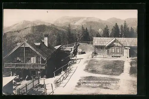 AK Mariazell, H. Reisenhofer's Almwirtschaft am Bürgeralpl