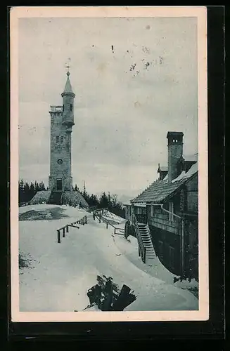 AK Mariazell, Gasthaus Bürgeralpe im Winter