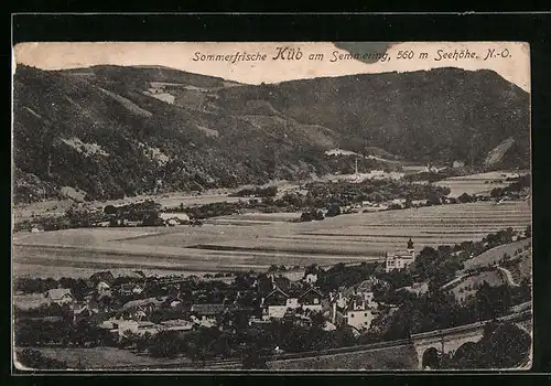 AK Küb am Semmering, Totale mit Gebirgswand