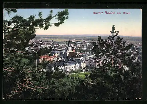 AK Baden bei Wien, Totale vom Berg gesehen