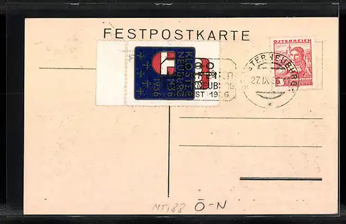 AK Klosterneuburg, Teilansicht, 800 Jahrfeier 1136-1936, Wappen