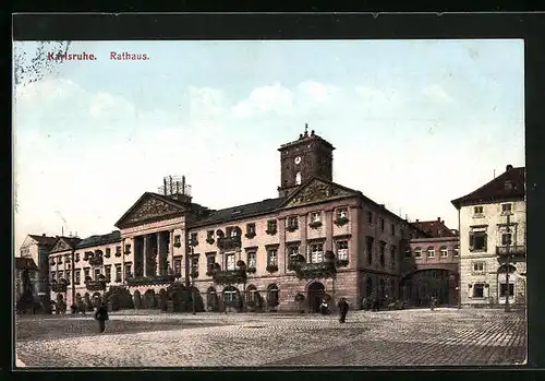 AK Karlsruhe, Blick zum Rathaus