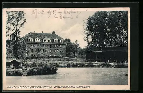 AK Schmie, Mädchen-Erholungsheim, Anlagensee mit Liegehalle