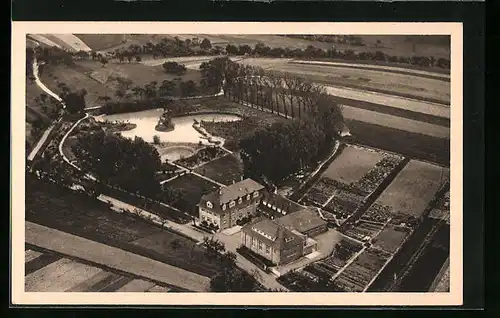 AK Schmie, evang. Jugendhaus aus dem Flugzeug gesehen