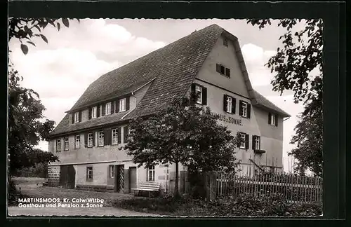 AK Martinsmoos / Württb., Gasthaus-Pension Zur Sonne
