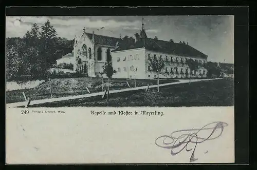 Mondschein-AK Mayerling, Kapelle und Kloster