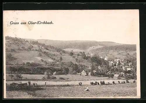 AK Ober-Kirchbach, Panoramablick auf den Ort