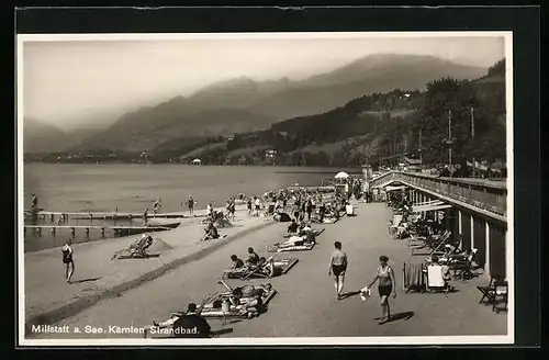 AK Millstatt am See, Badegäste im Strandbad