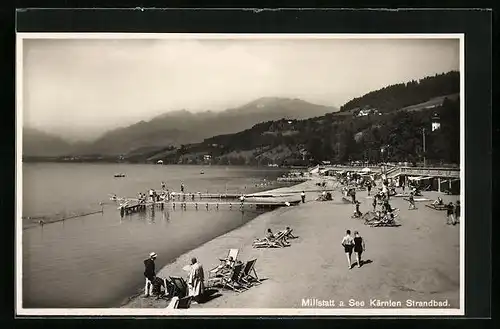 AK Millstatt am See, Badegäste im Strandbad