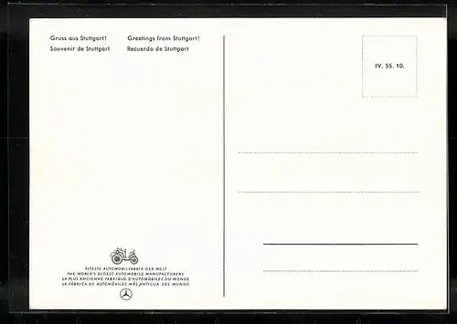 Künstler-AK Stuttgart, Herr mit zwei Damen im Auto von Benz 1888