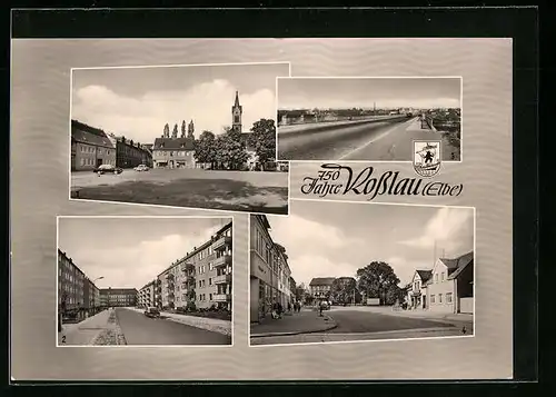 AK Rosslau /Elbe, Marktplatz, Brücke der Freundschaft, Mitschurinstrasse