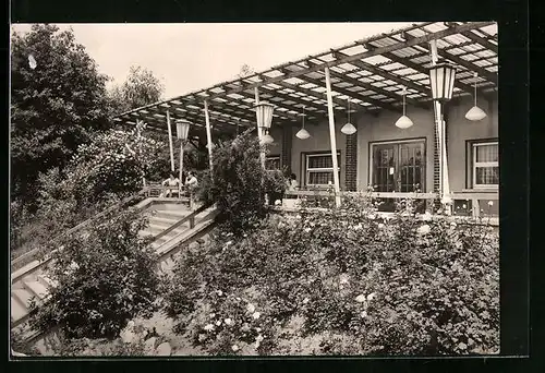 AK Coswig /Halle, Gaststätte Flämingbad mit Terrasse