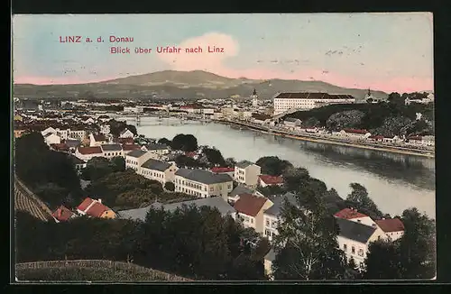 AK Linz a. d. Donau, Blick über Urfahr nach dem Ort