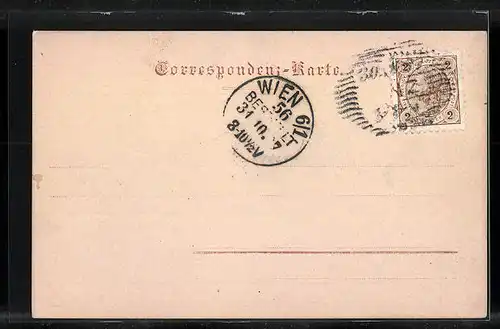 AK Linz, Uferpartie mit Brücke