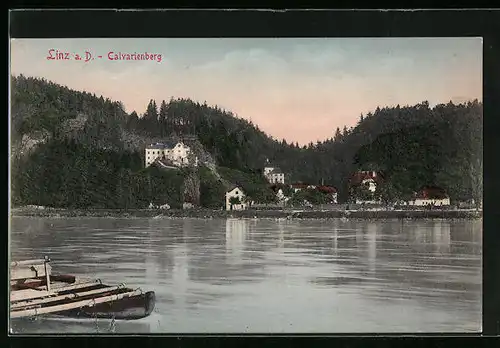 AK Linz a. D., Calvarienberg in der Dämmerung